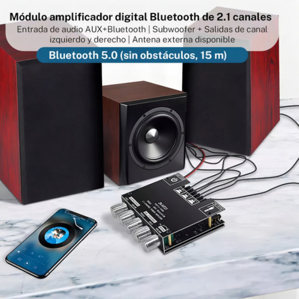 Placa Amplificadora De Potencia Digital 50wx2+100w Zk-mt21 negra
