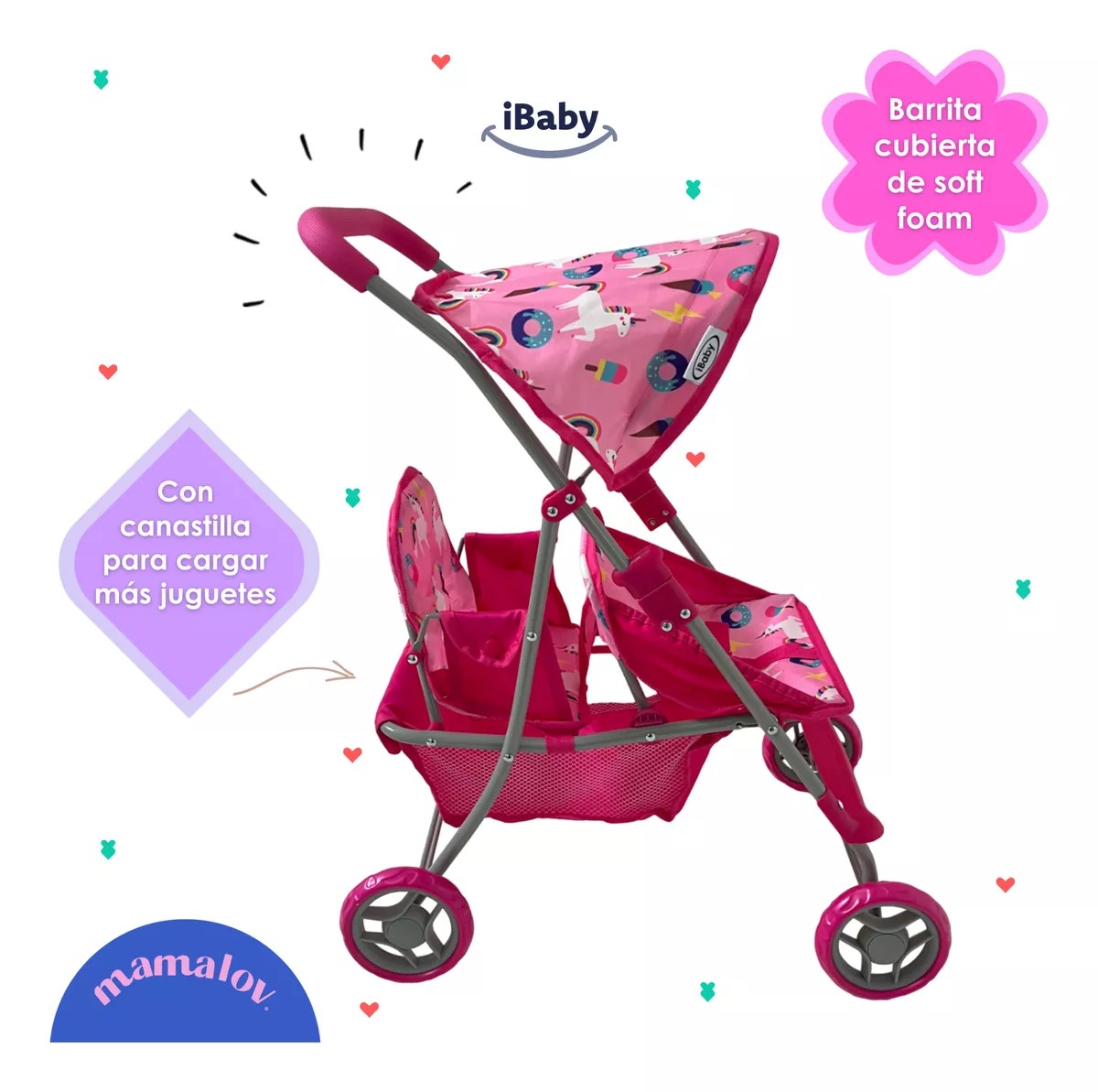 Carriolita De Juguete Para Muñecas Ibaby Pereli - Gemelos