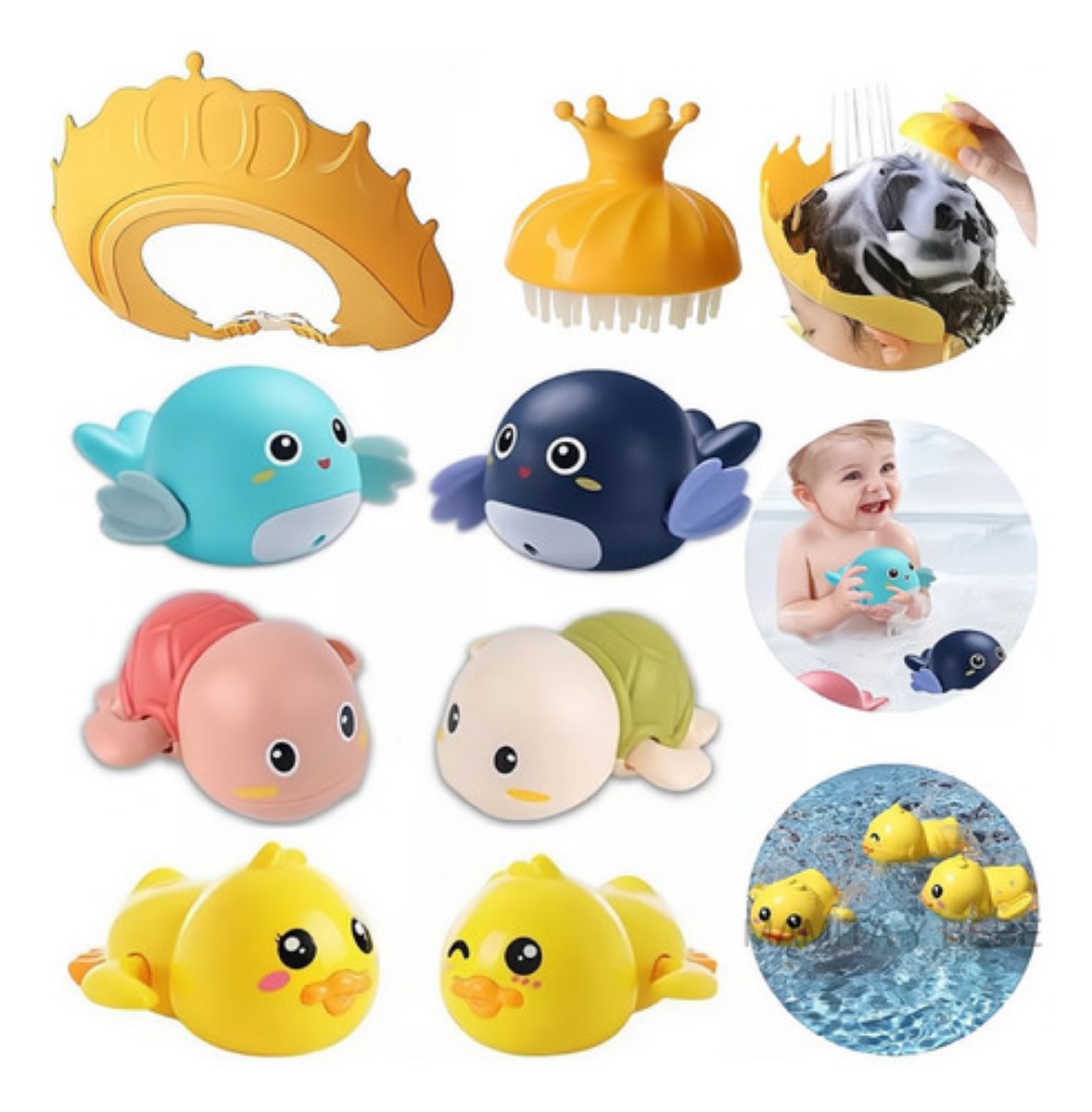 Juguetes Baño Para Bebé+gorro Ducha Ajustable pz