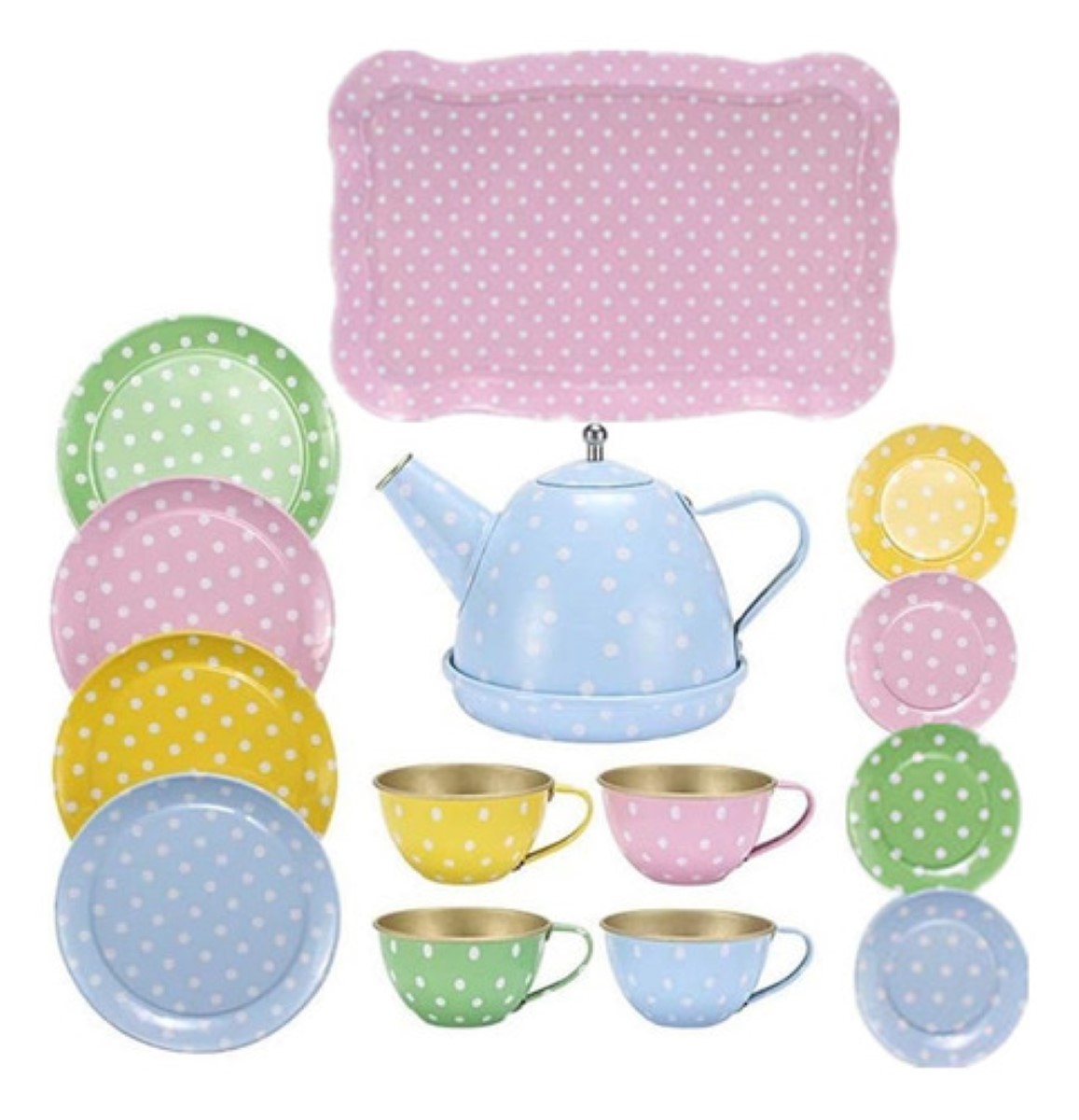 Juego De Fiesta De Té Para Niñas Diseño puntos multicolor