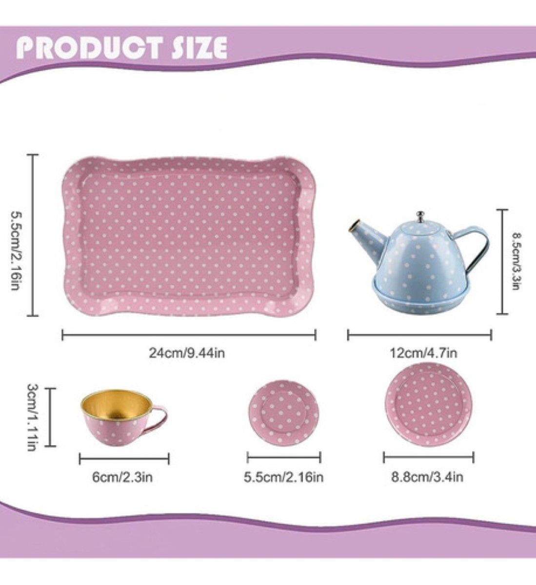 Juego De Fiesta De Té Para Niñas Diseño puntos multicolor