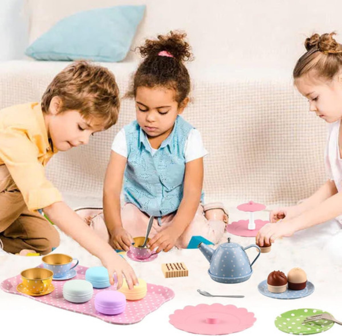 Juego De Fiesta De Té Para Niñas Diseño puntos multicolor
