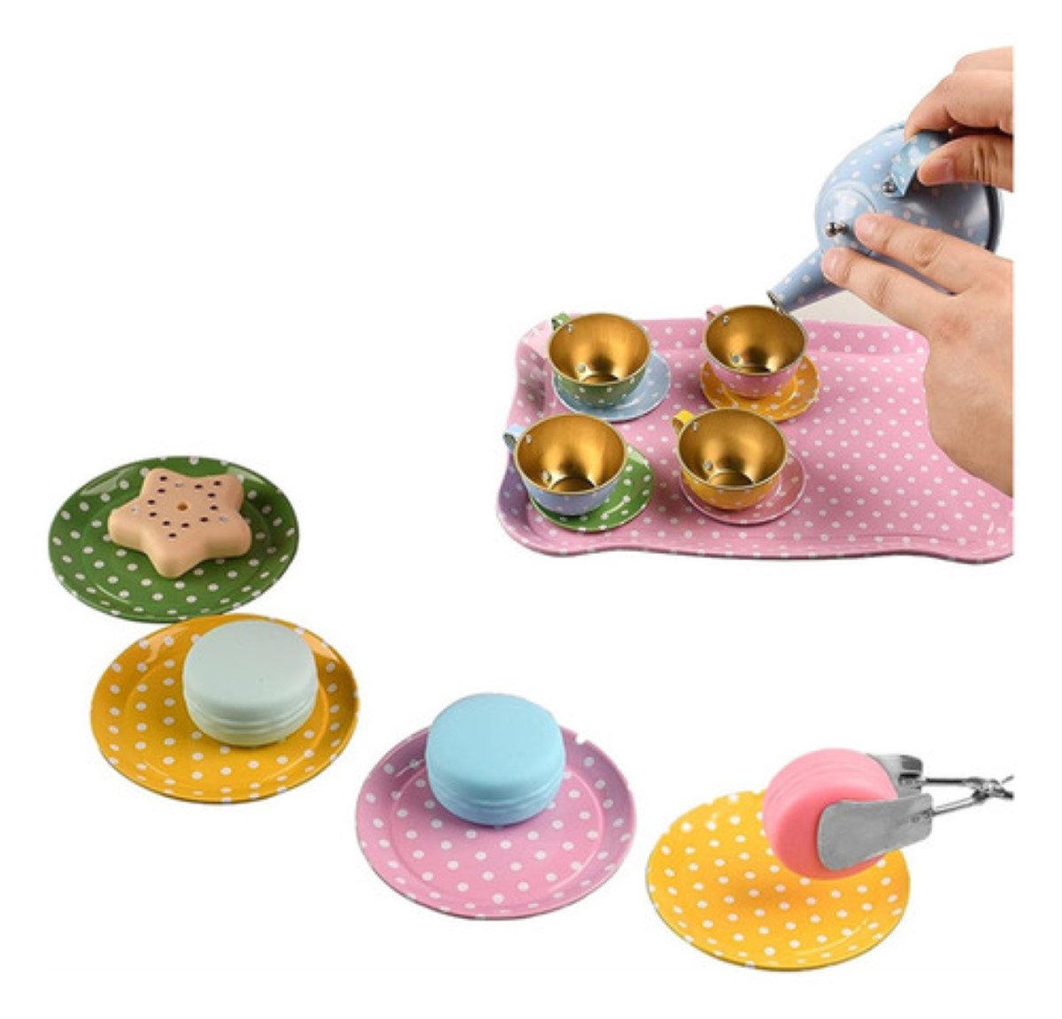 Juego De Fiesta De Té Para Niñas Diseño puntos multicolor