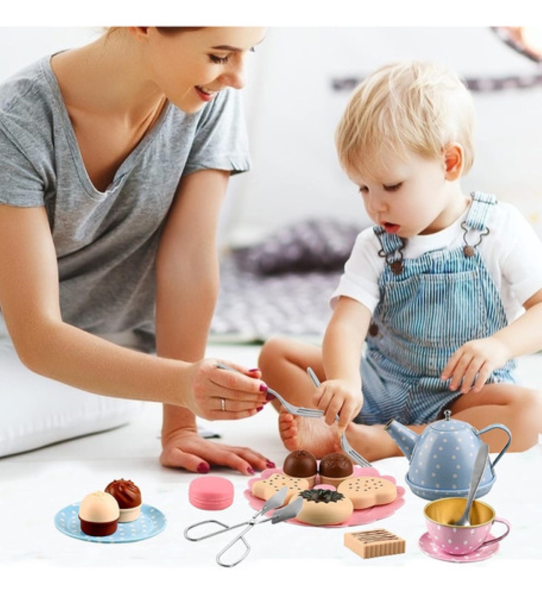 Juego De Fiesta De Té Para Niñas Diseño puntos multicolor
