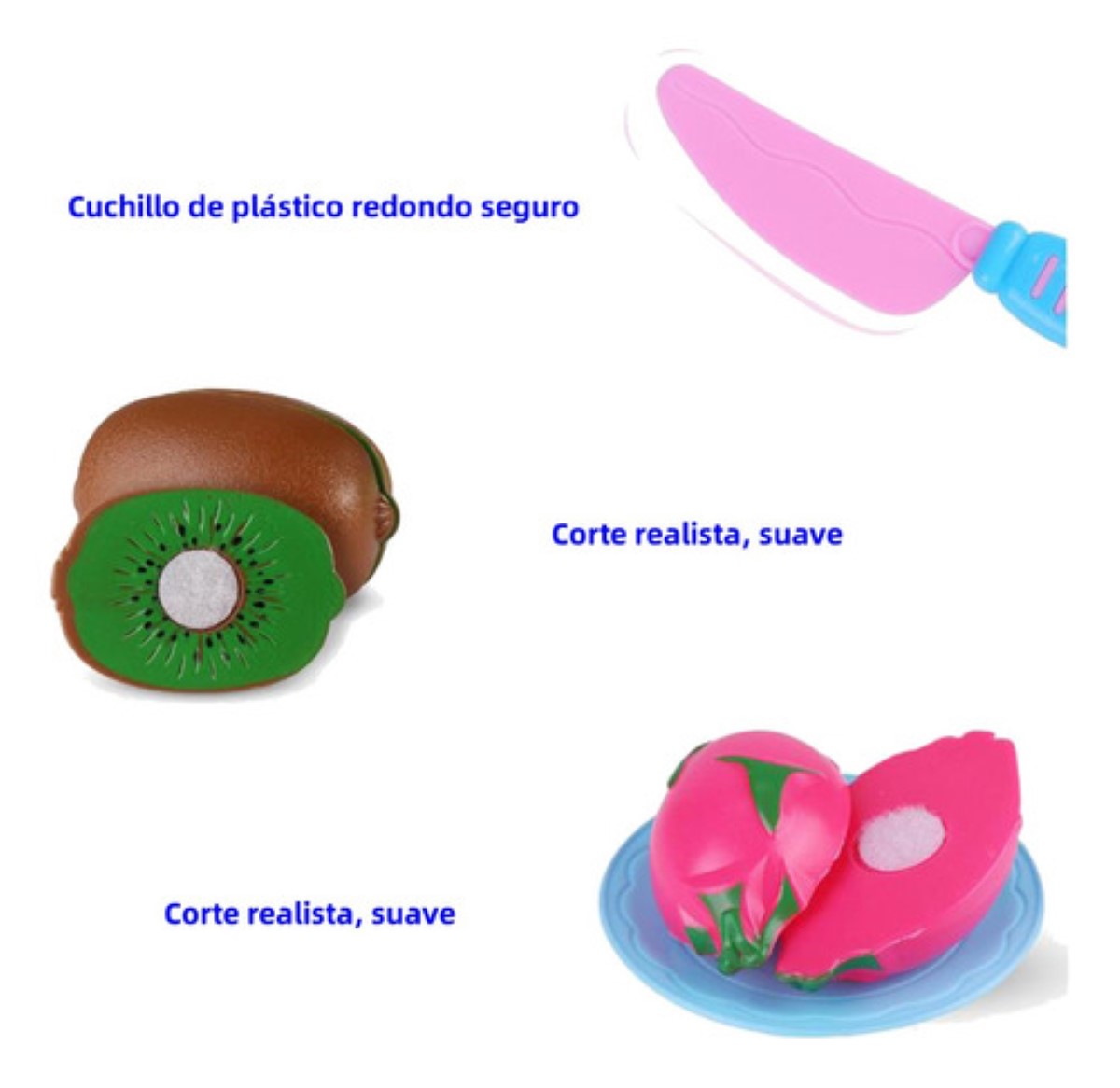 Juego De Juguetes De Frutas Cortadas Para Niños De 48 Pieza Canasto Rosa
