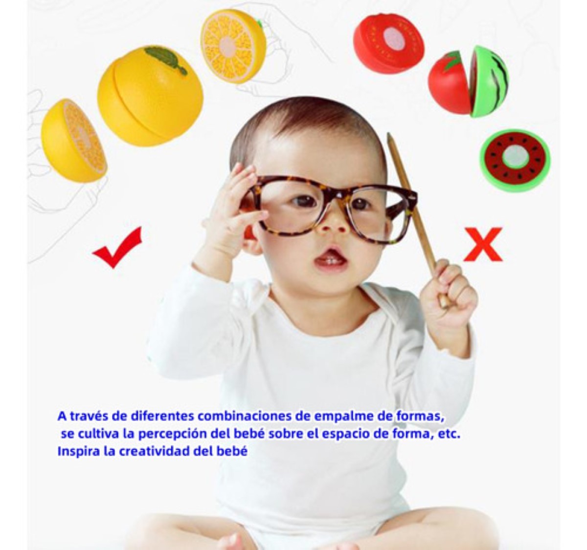 Juego De Juguetes De Frutas Cortadas Para Niños De 48 Pieza Canasto Rosa