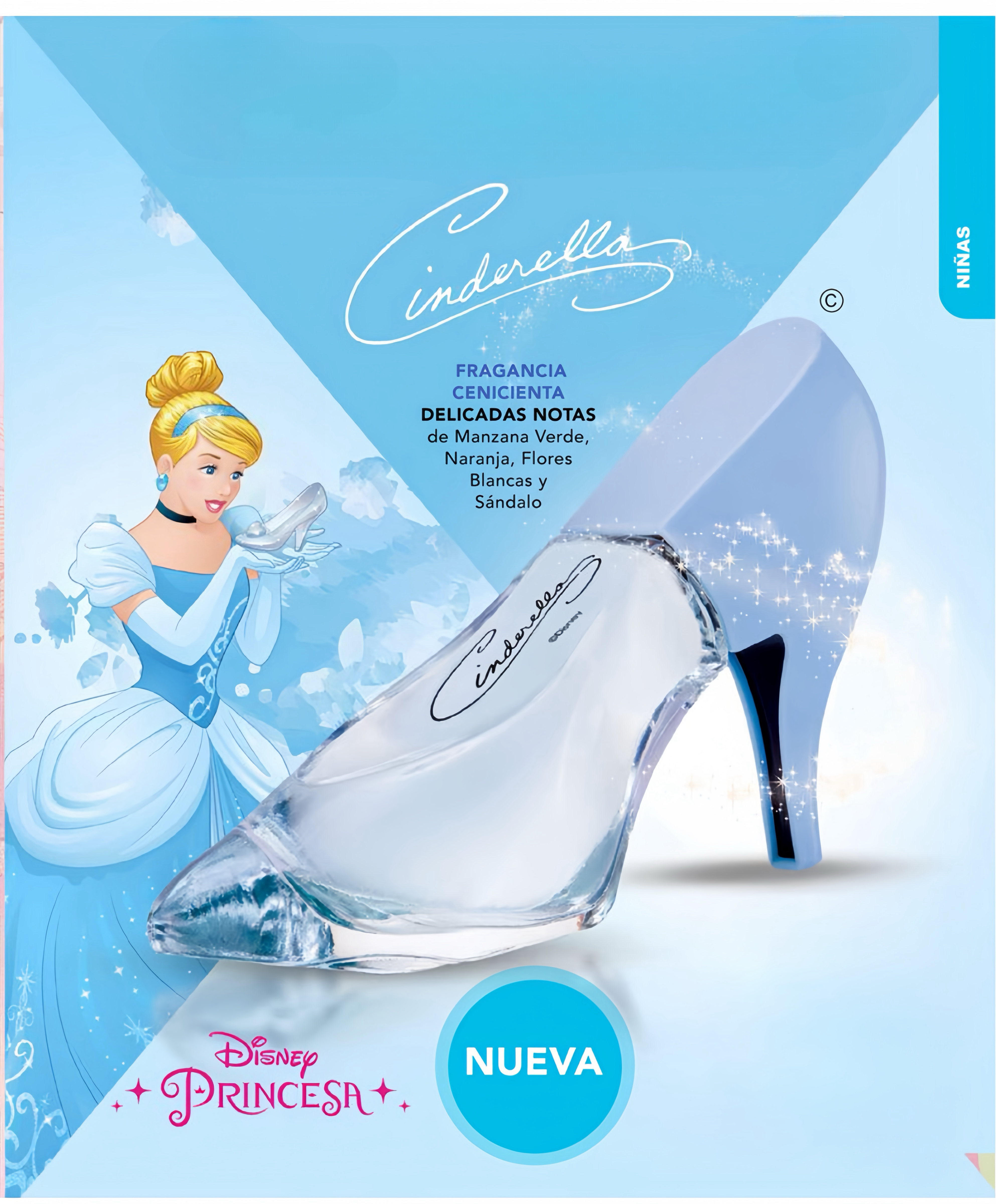 CENICIENTA ZAPATILLA PERFUME FRAGANCIA INFANTIL EL PREFERIDO DE LAS NIÑAS EAU DE PARFUM AROMA DE ALTA DURACIÓN EN HERMOSO FRASCO EN FORMA DE ZAPATILLA