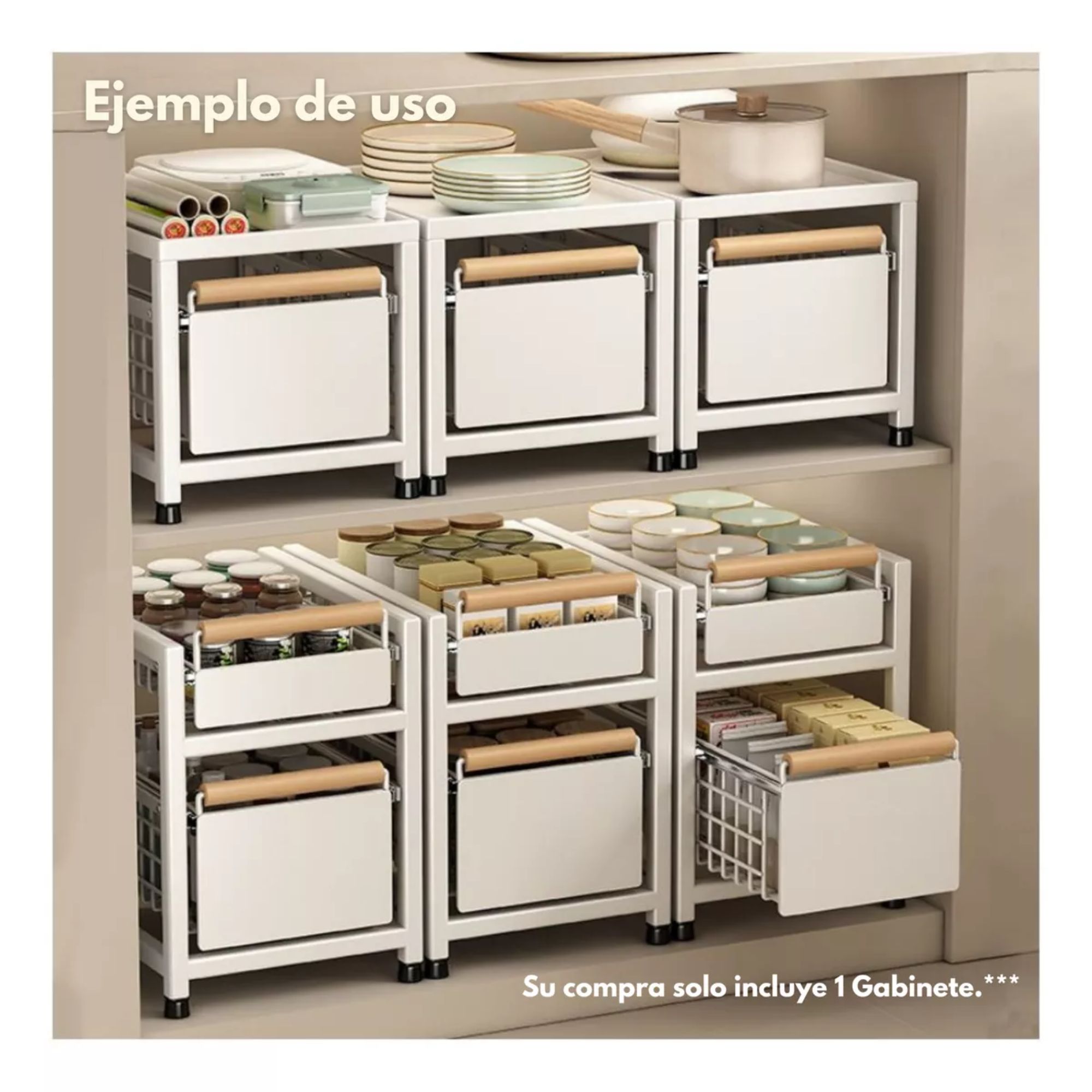 Gabinete Organizador Deslizable Doble Nivel Para Cocina Estante de Almacenaje Color Gris Obscuro  para cocina