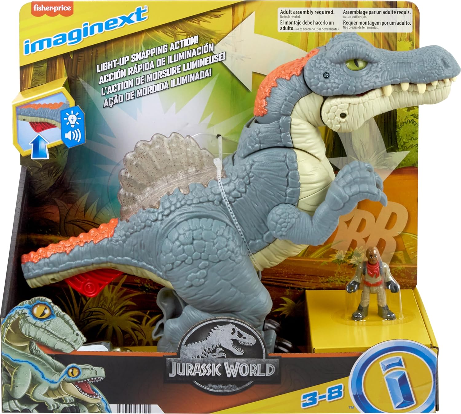 Imaginext Jurassic World Dinosaurio Juguete Spinosaurus Modo Ataque para niños