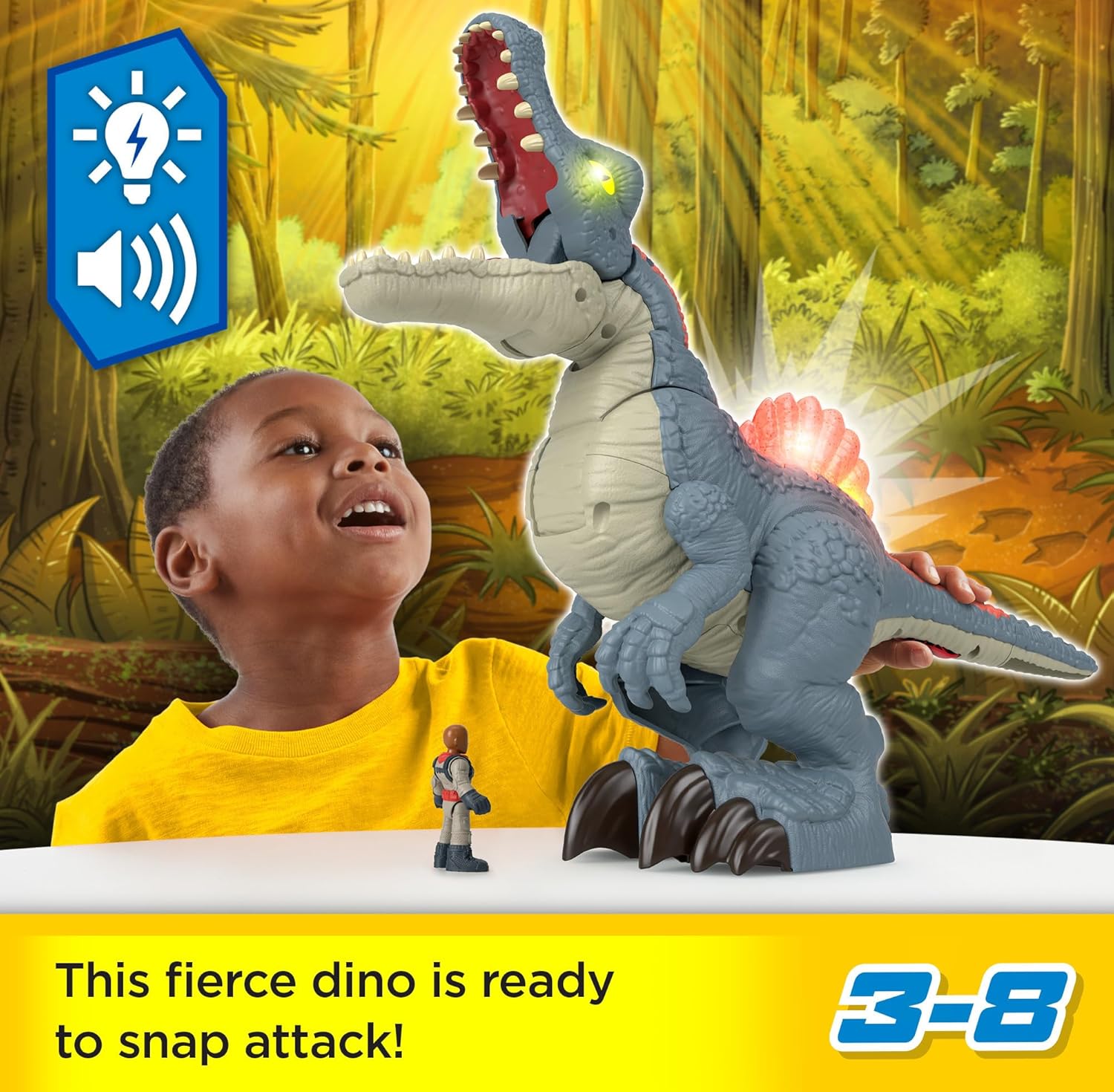 Imaginext Jurassic World Dinosaurio Juguete Spinosaurus Modo Ataque para niños