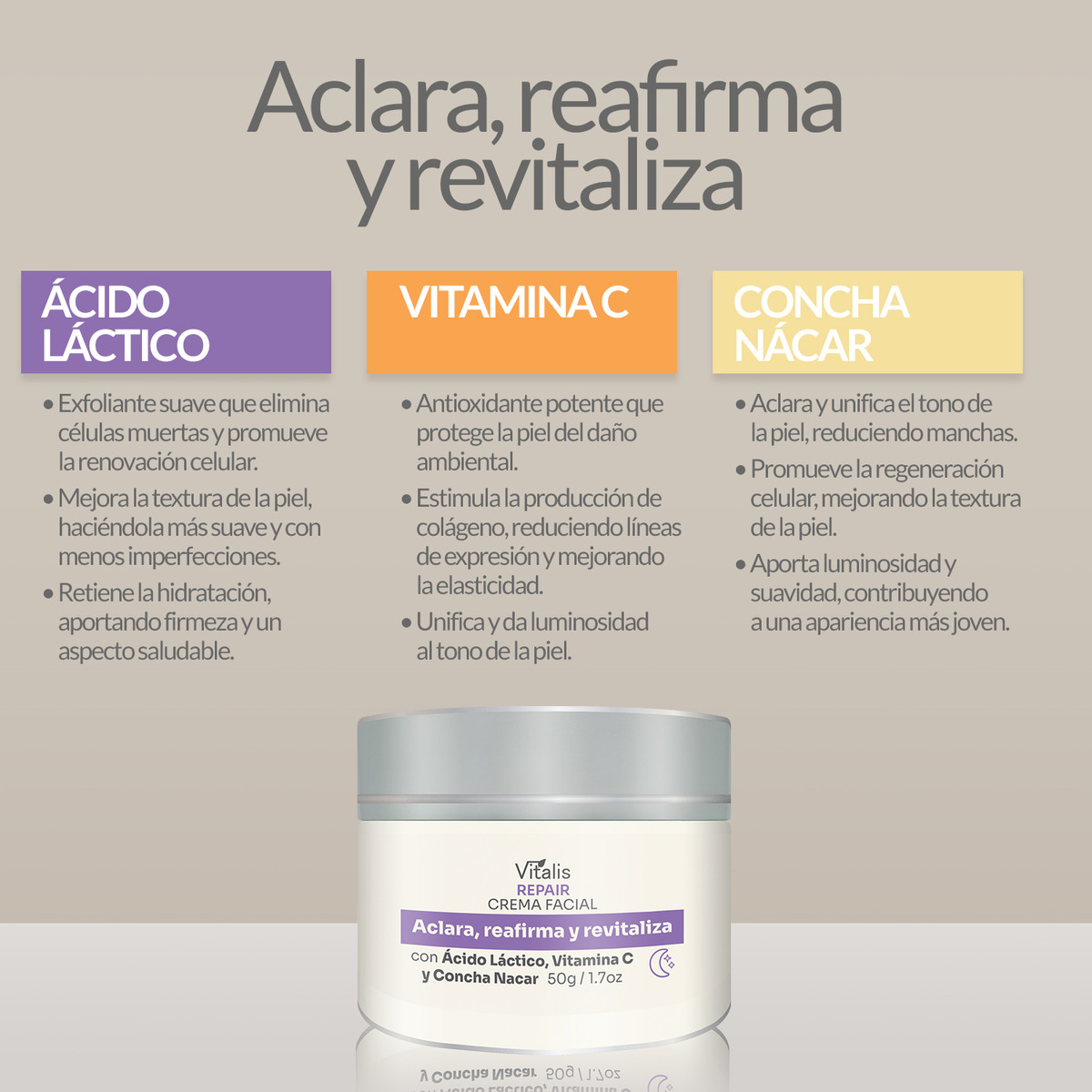 Crema Despigmentante para Manchas, Melasma, Acné y Paño 50g Vitalis