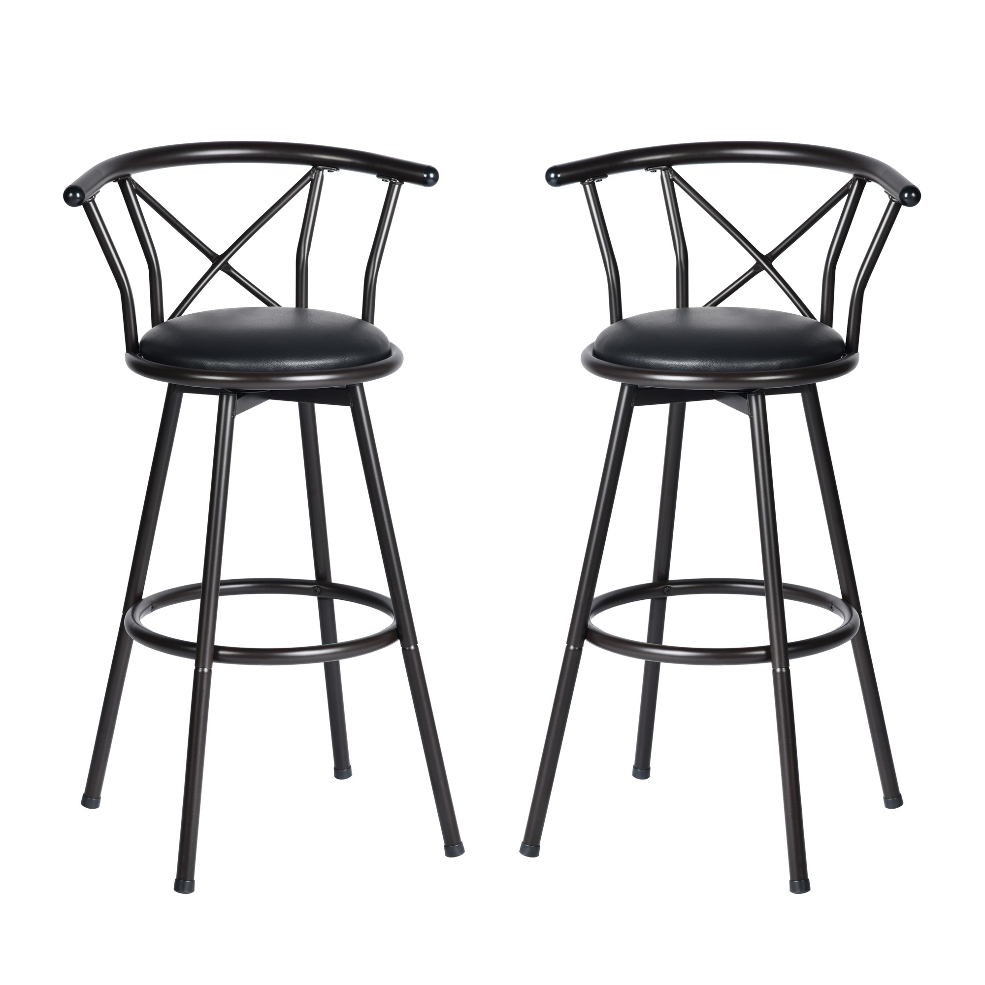 Set 2 Bancos Altos Respaldo Giratorios Para Barra Cocina Bar