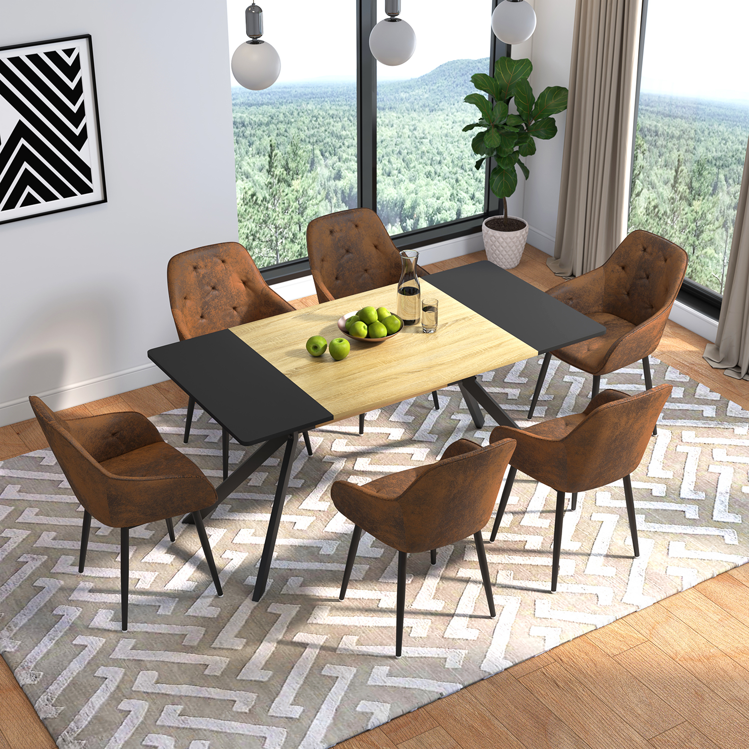 Mesa Comedor Industrial Minimalista 6 Personas 160 X 90 Cm