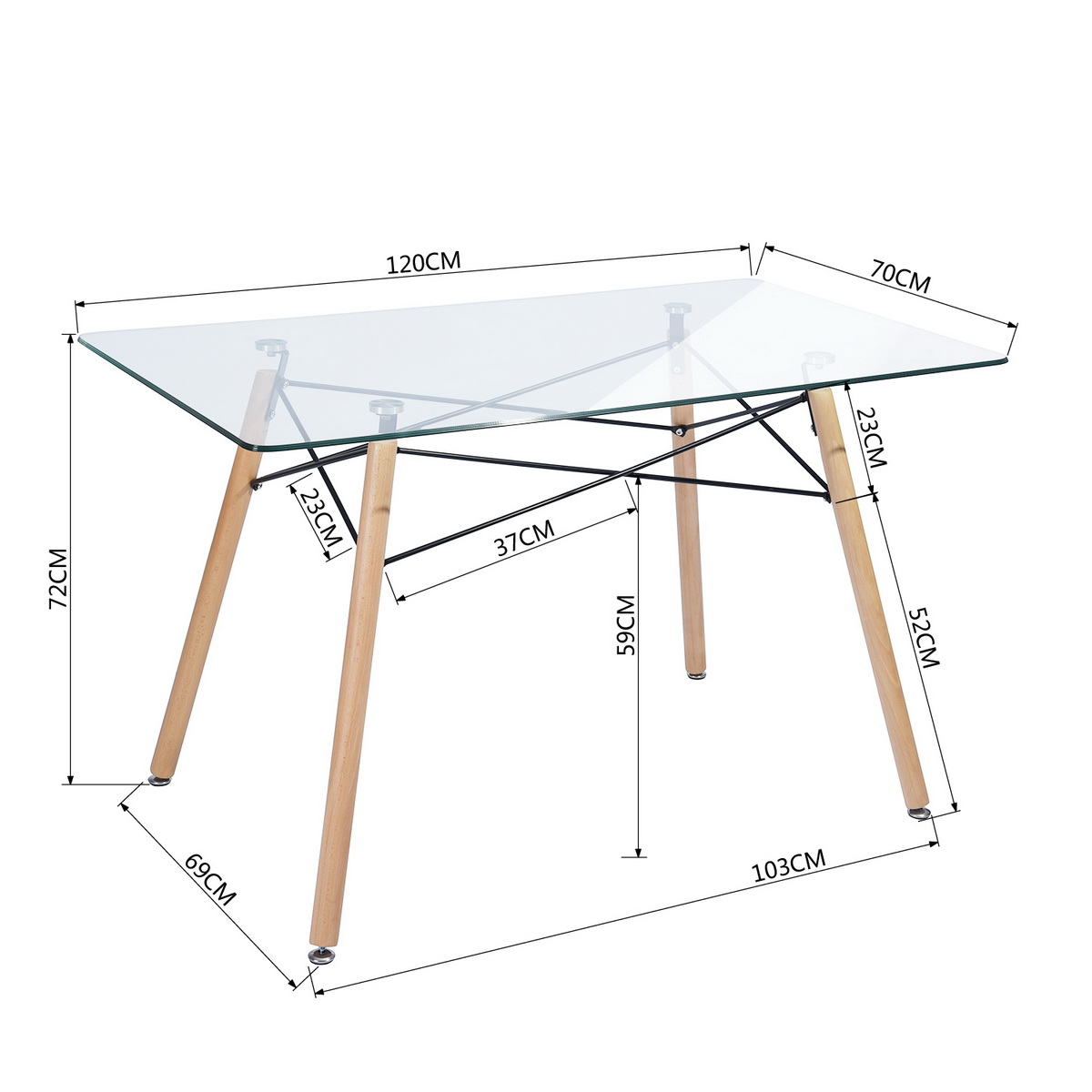 Mesa Comedor Industrial Minimalista 6 Personas 120 X 70 Cm