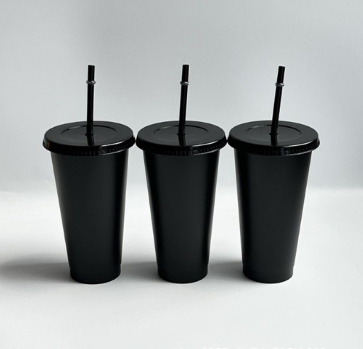 10 Vasos Negros Reutilizables Con Tapa Y Pajita negro 