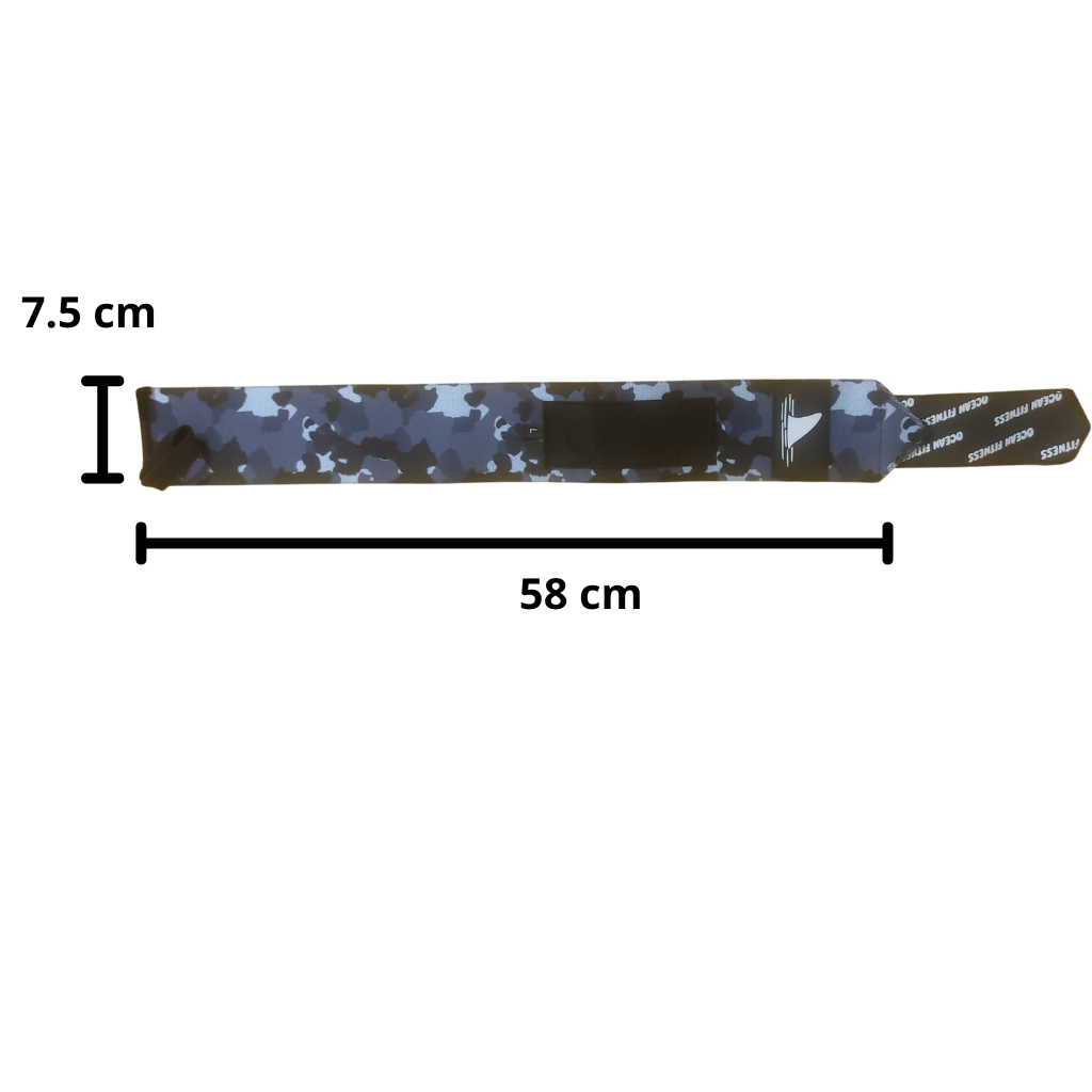 Muñequeras Deportivas para Pesas Ocean Fitness Ajustables Elásticas Camuflaje Gris Ocean Wrist