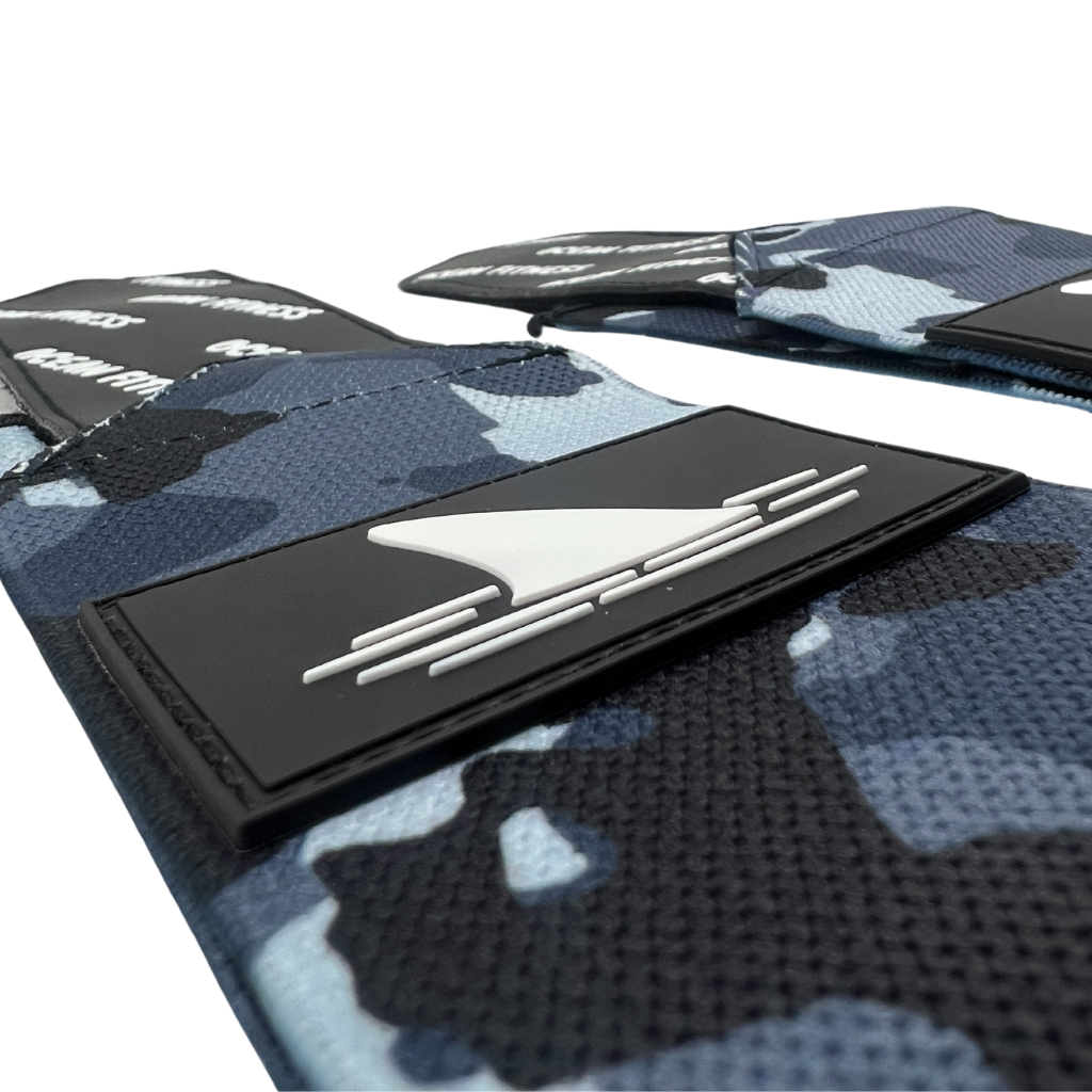 Muñequeras Deportivas para Pesas Ocean Fitness Ajustables Elásticas Camuflaje Gris Ocean Wrist