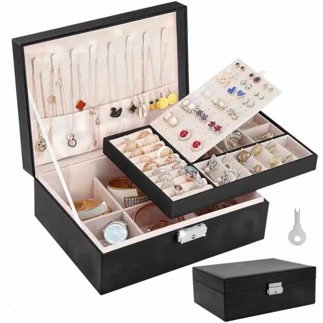 Estuche Alhajero Organizador Joyeria Relojes Con Cerradura