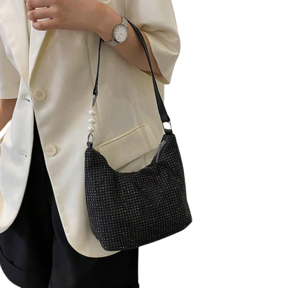 SHEIN Bolso de hombro con diamantes para mujer