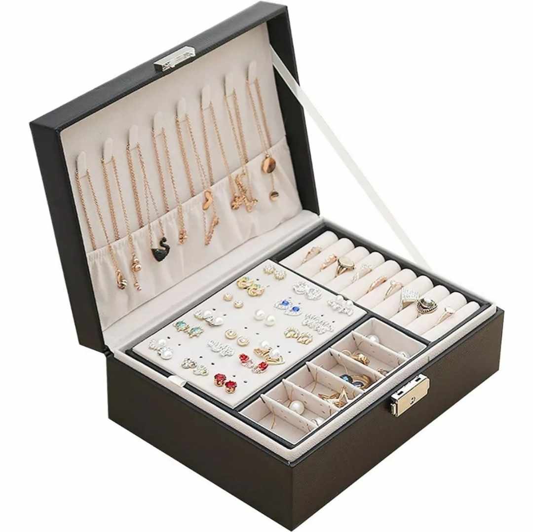 Estuche Alhajero Organizador Joyeria Relojes Con Cerradura