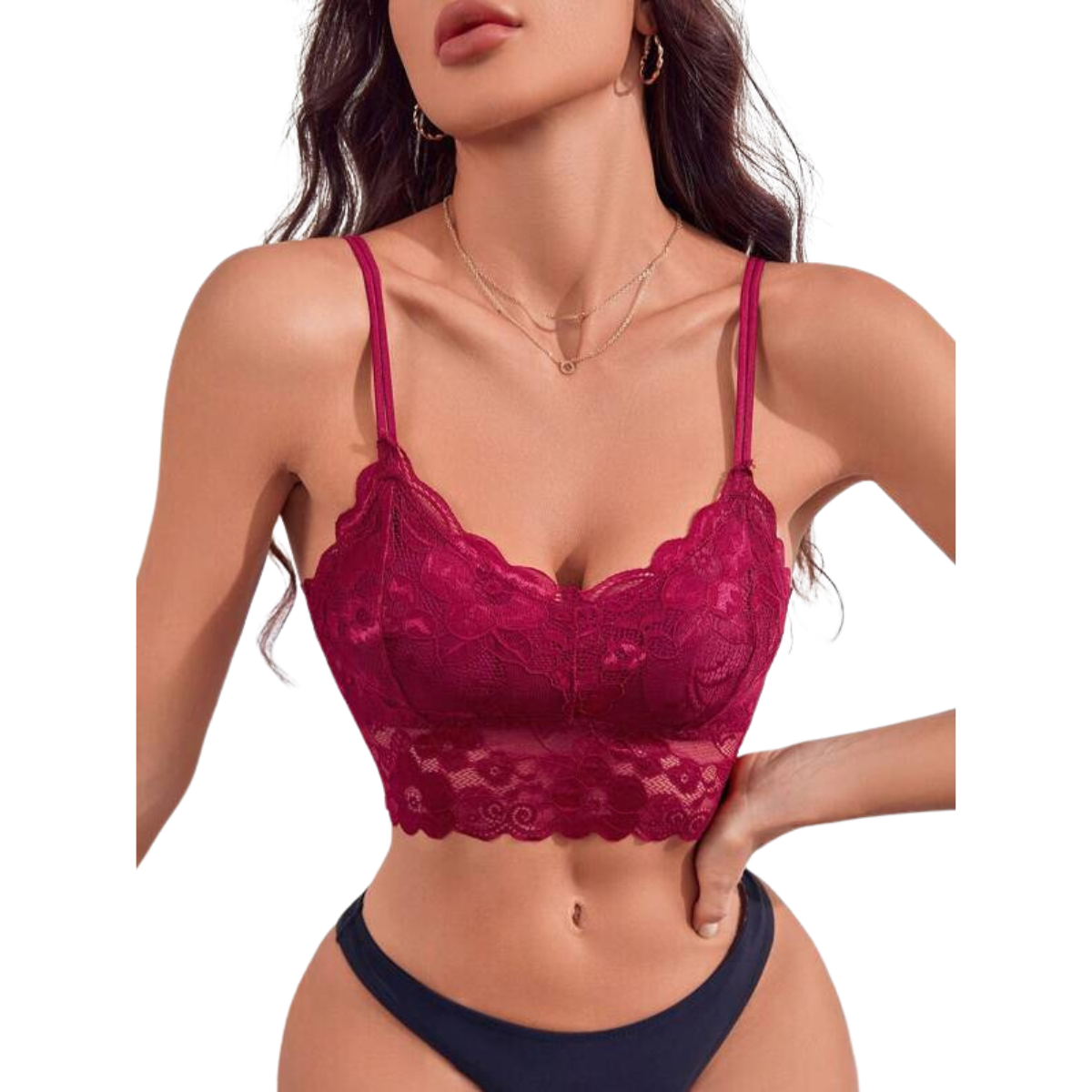 Shein Brasier Top Sujetador Color Rojo Talla Mediana Moda Mujer