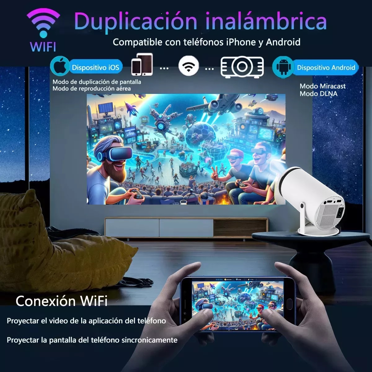 Proyector Mini Ledstar HY300 110V/220V Color Blanco