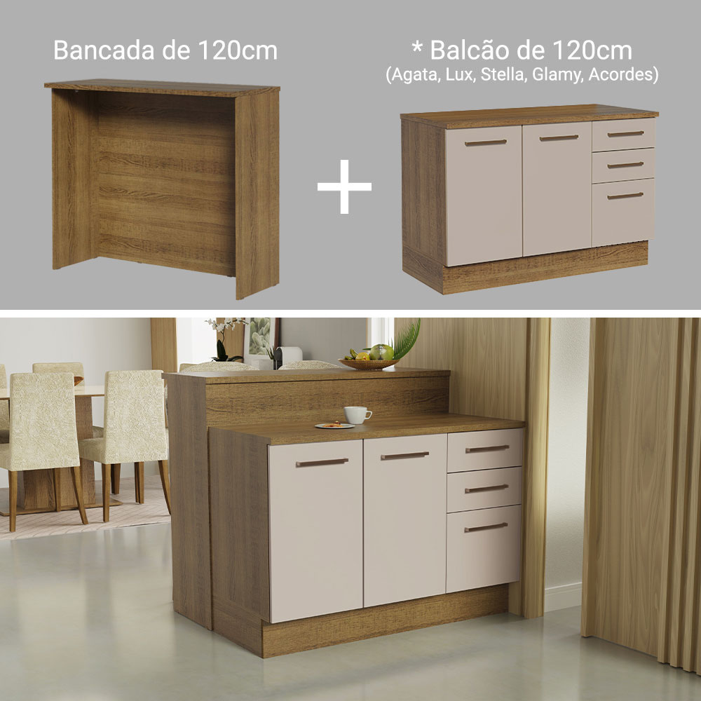 Isla de Cocina con Encimera y Mostrador Madesa Ágata 120cm MC