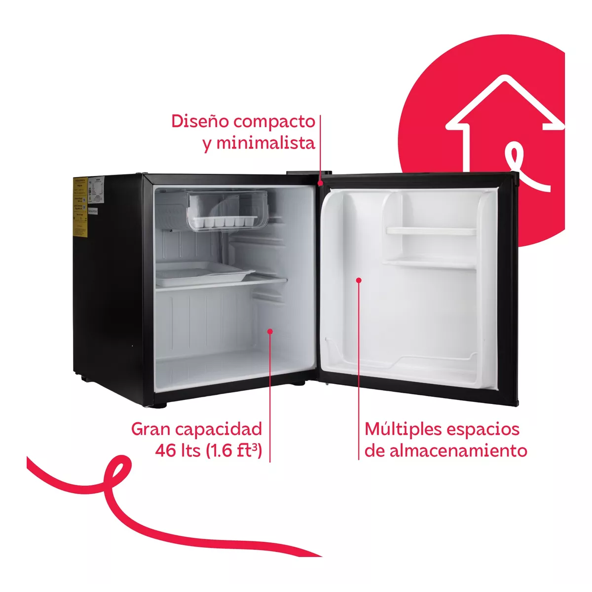 Frigobar Mini 1.6 Pies 46l Refrigerador Congelador Compacto