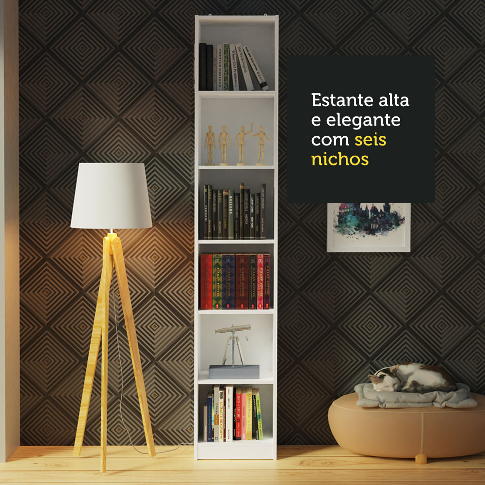 Estante Librero Organizador Madesa 6906 con 6 Nichos Blanco