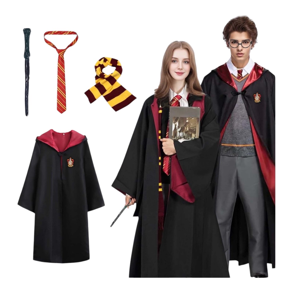 Juego De Capa Bordada De Harry Potter De Cosplay Ropa 4 Pzs