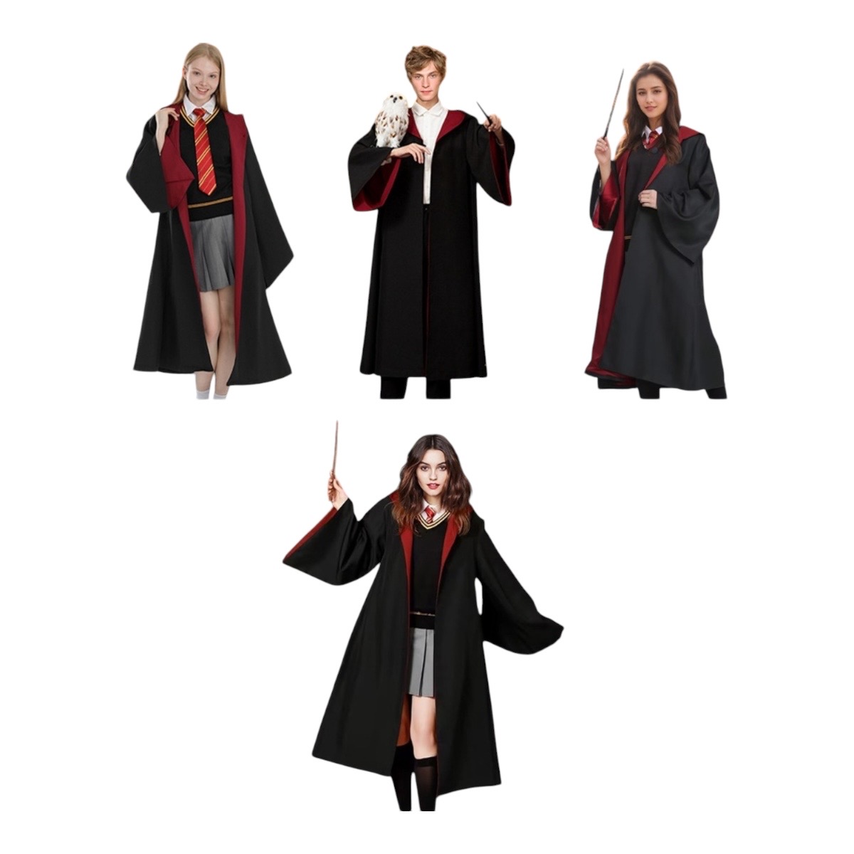 Juego De Capa Bordada De Harry Potter De Cosplay Ropa 4 Pzs