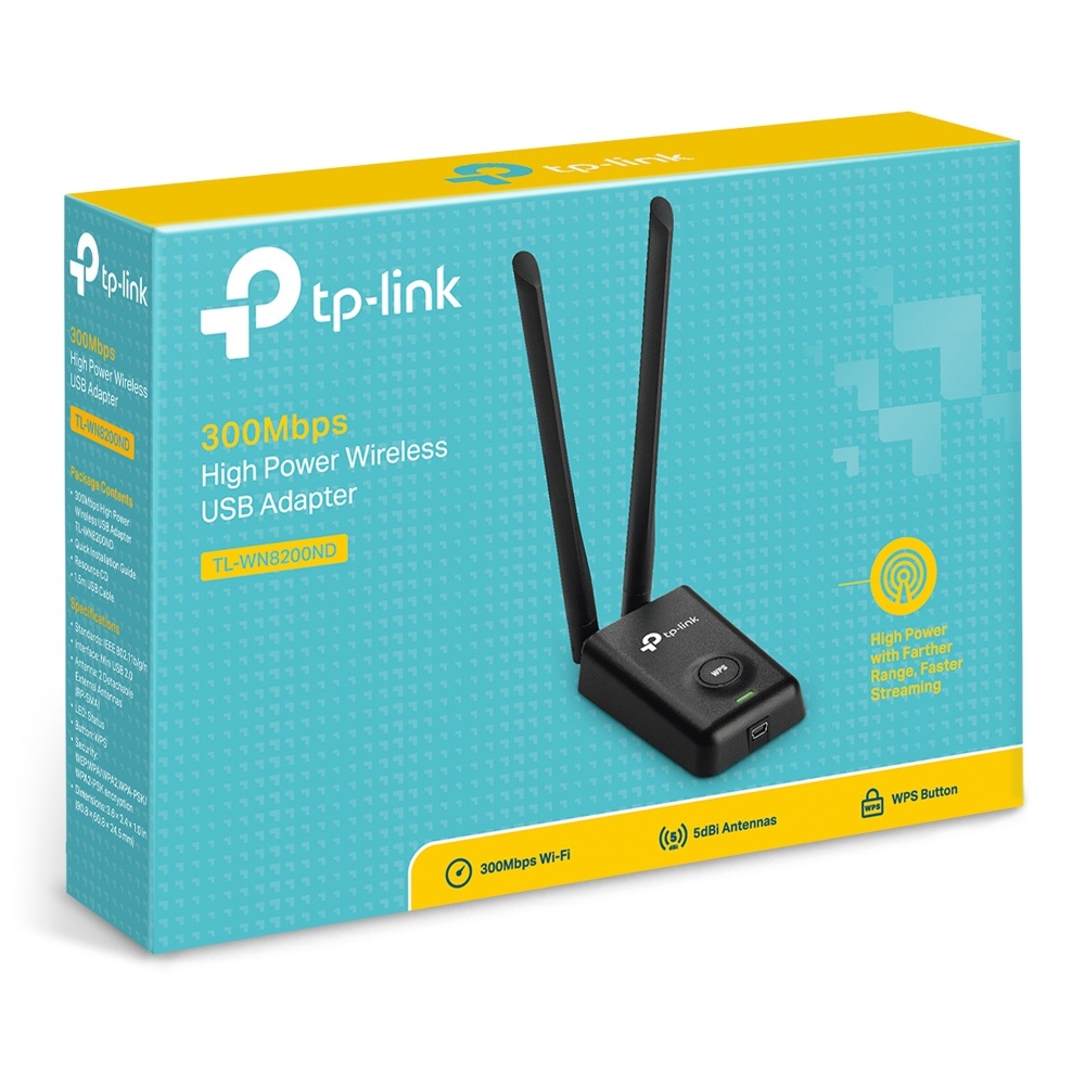 TP-Link Adaptador de Red USB TL-WN8200ND, Inalámbrico, 2.4GHz, con 2 Antenas de 5dBi