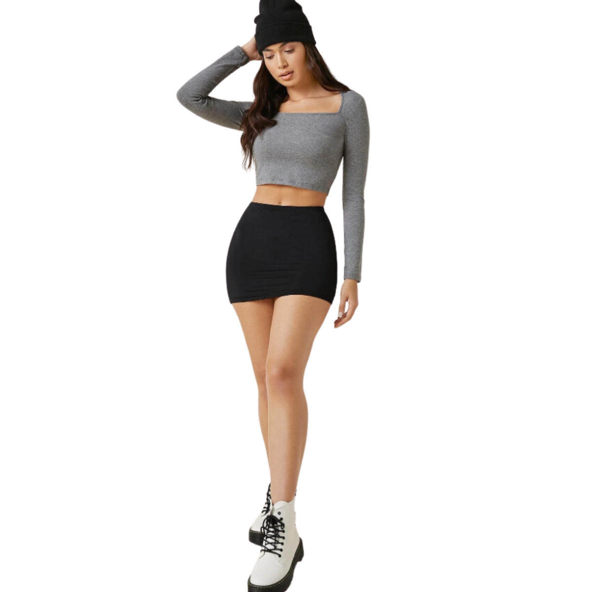 Shein Falda Ajustada De Cintura Alta Talla Mediana