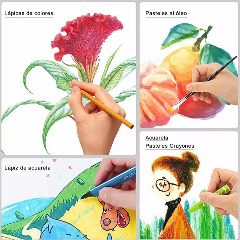 Set De Arte Profesional, Colores Lápices Kit Dibujo 145 pza
