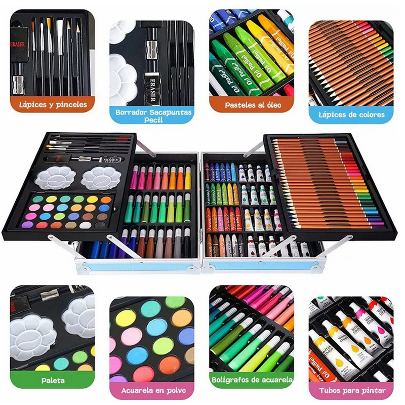 Set De Arte Profesional, Colores Lápices Kit Dibujo 145 pza