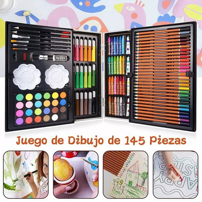 Set De Arte Profesional, Colores Lápices Kit Dibujo 145 pza