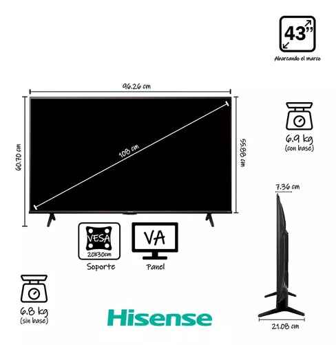 Pantalla 43 Hisense Qled Qd65nf Quantum Dot Color, Smart Tv