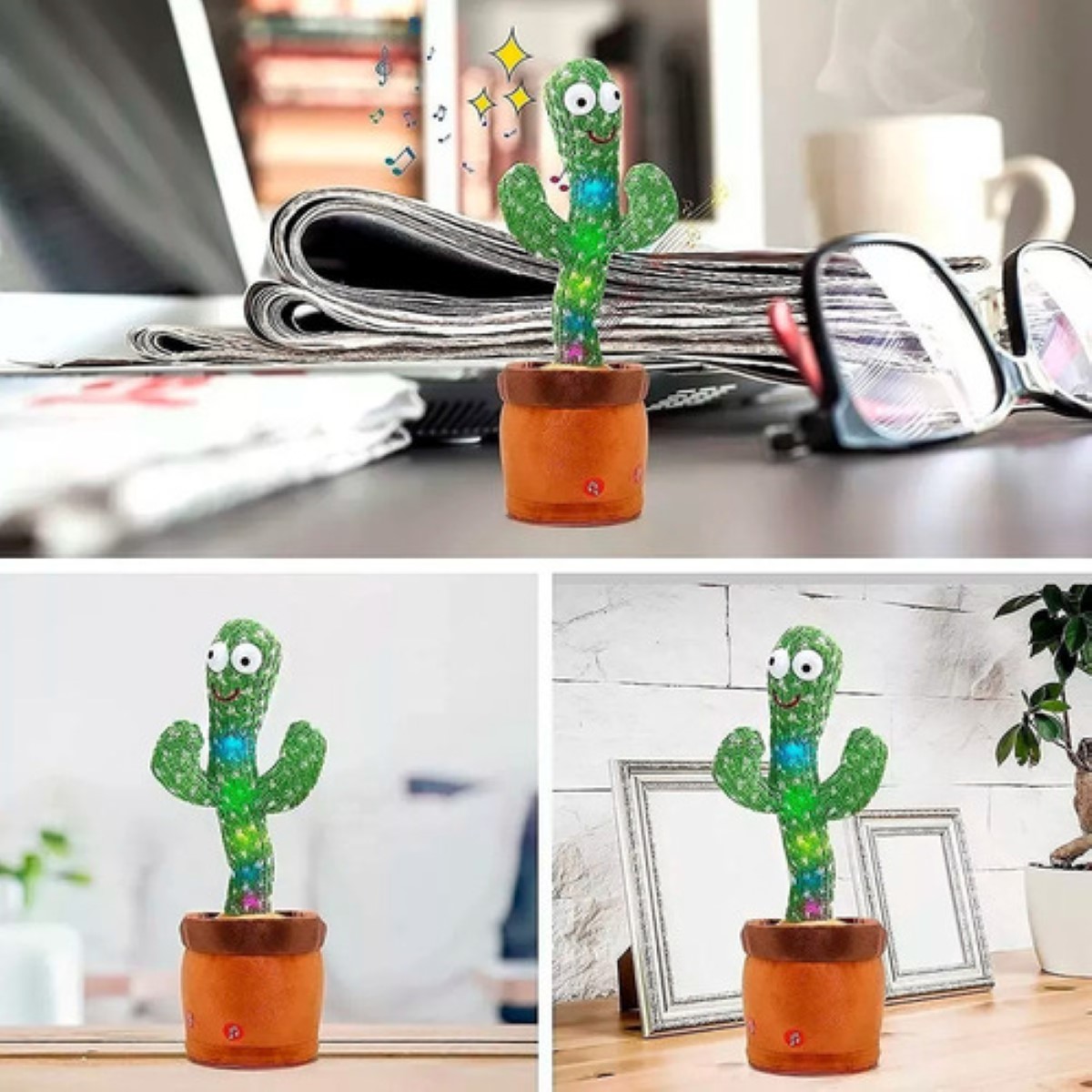 Cactus Bailarín Peluche Felpa Juguete Para Niños Recargable VERDE