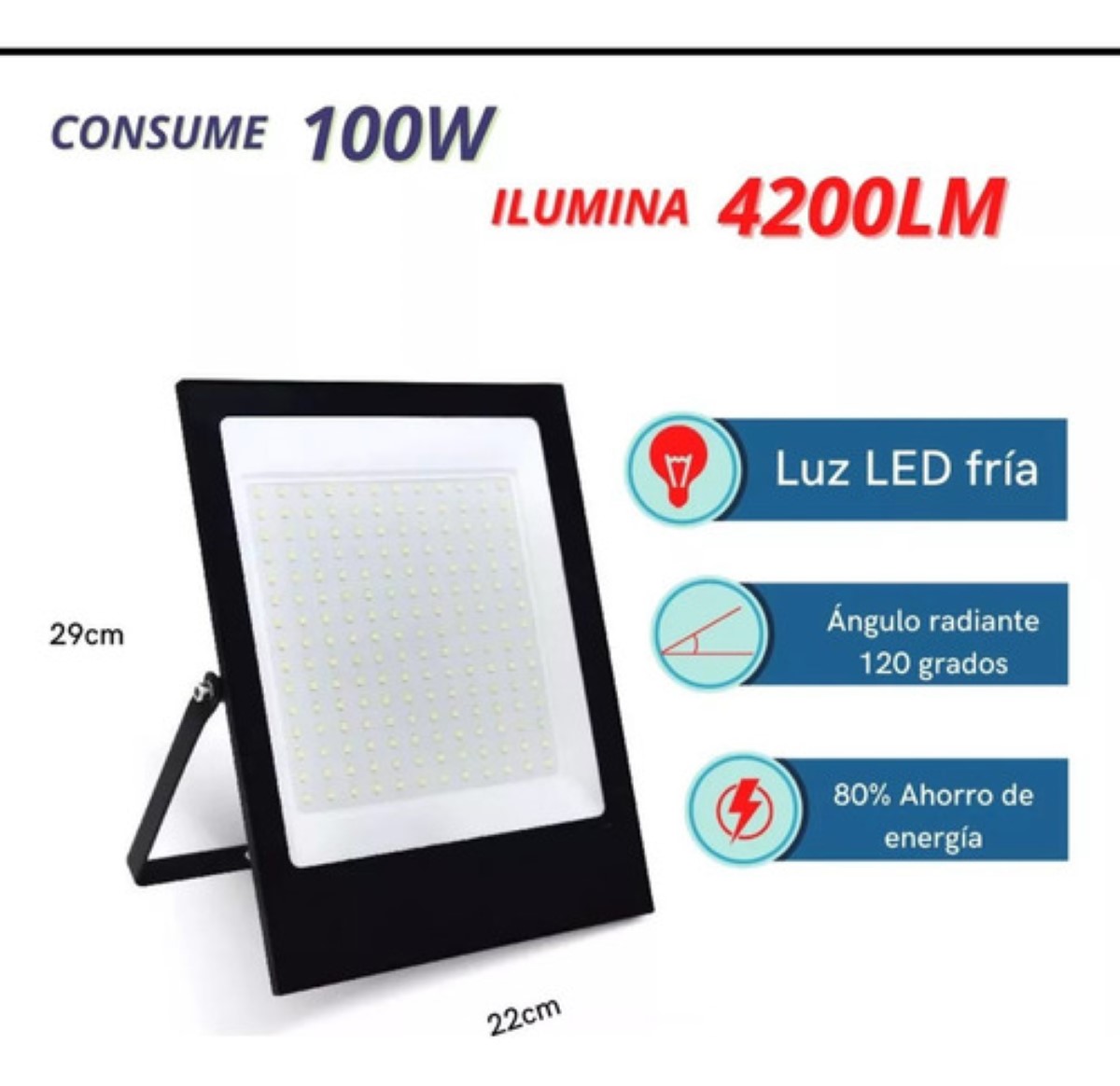 Reflector Led 100w Slim Ip66 Led Alta Potencia Ultra Delgado