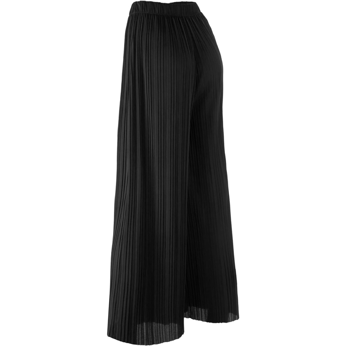 Pantalón Palazzo Plisado Stretch Super Comodo Color Negro