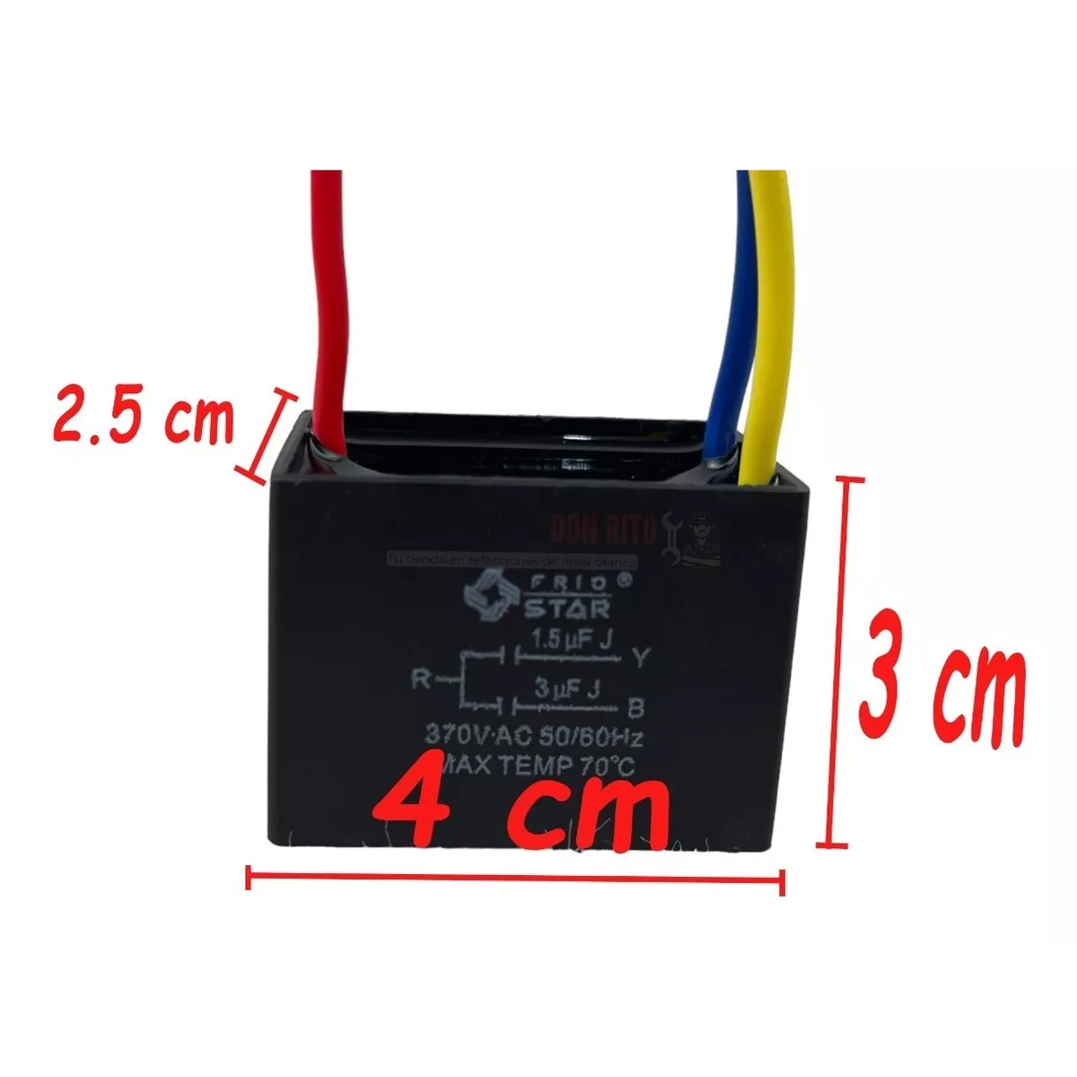 Capacitor 1.5 + 3 Uf Para Ventilador De Techo 3 Cables