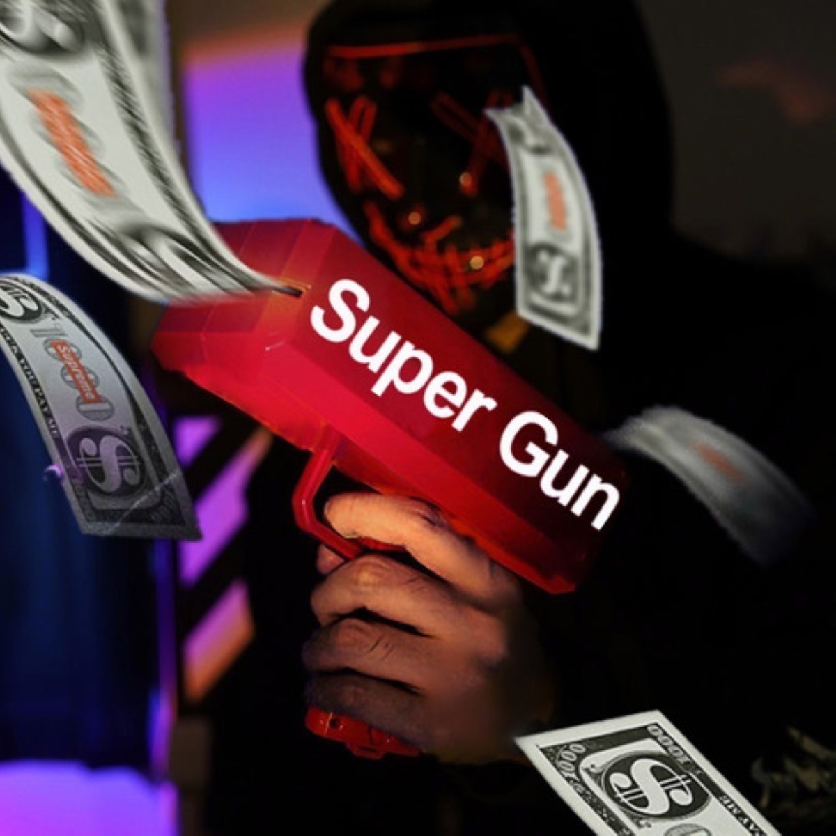 Pistola Lanza Billetes Cash Money Super Gun Juguete Boda