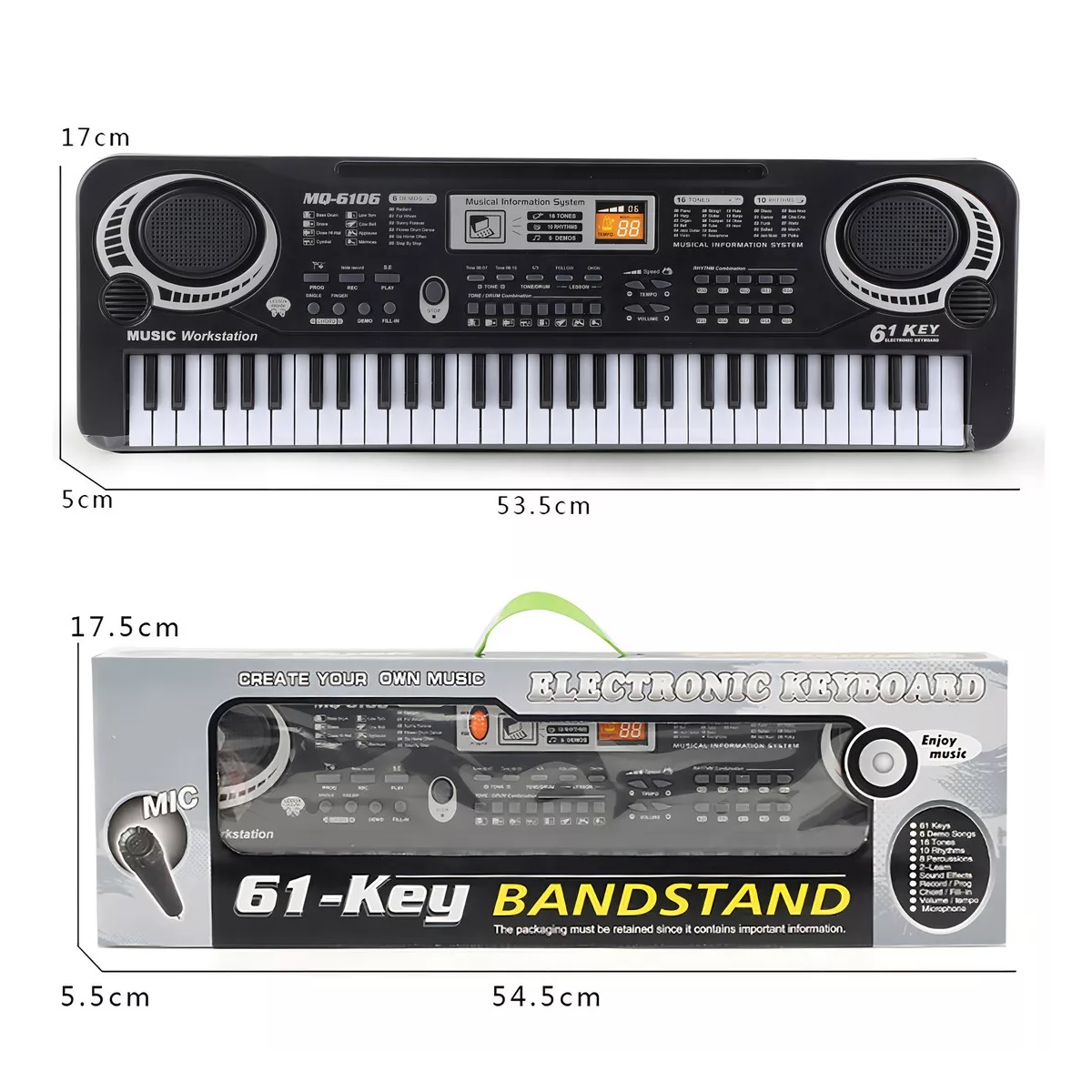 Teclado Para Niños Con Micrófono, Teclado De Piano Portátil De 61