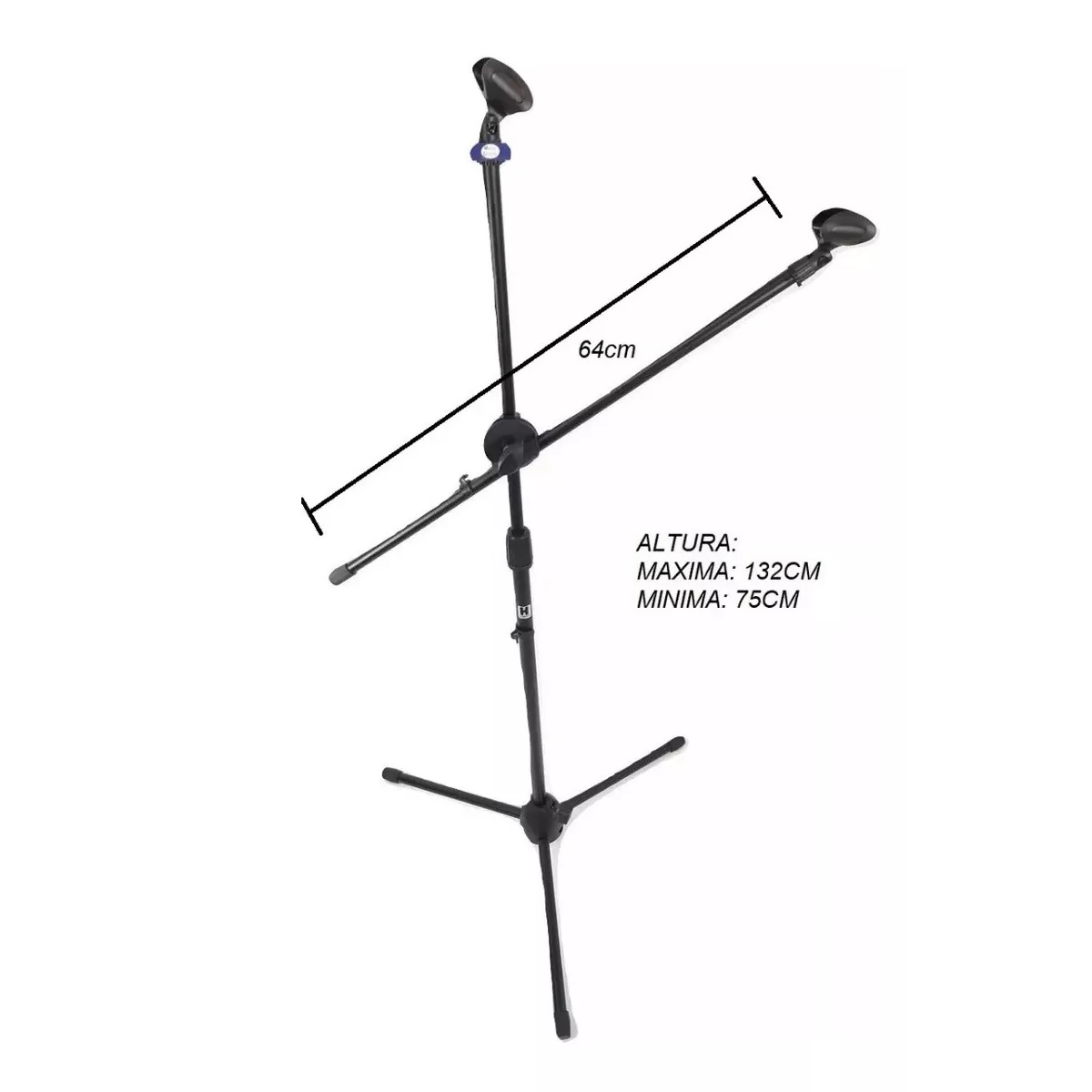 Pedestal Atril Base Stand 2 Microfonos Profesional Con Boom