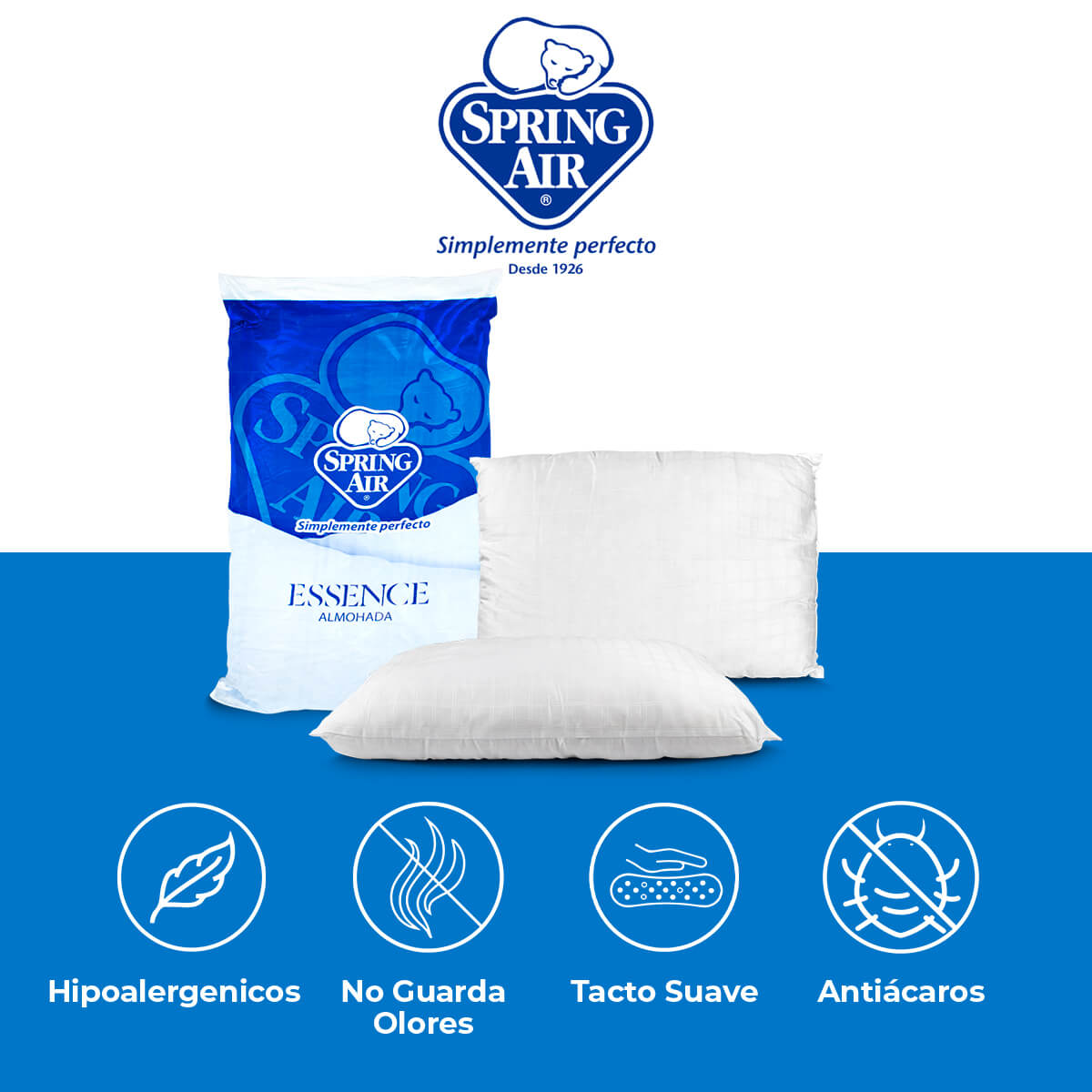 Colchón Matrimonial Spring Air Smith + Almohadas 