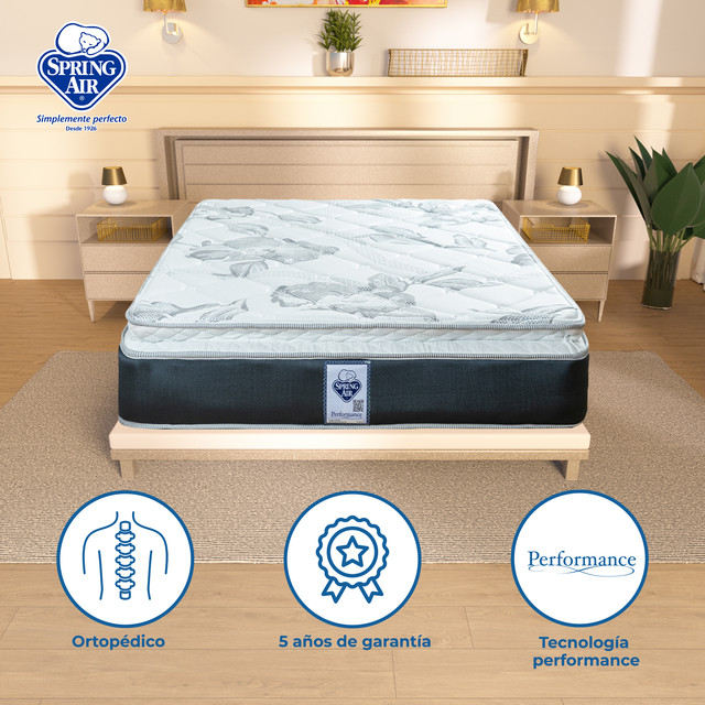 Colchón Matrimonial Spring Air Smith + Almohadas 