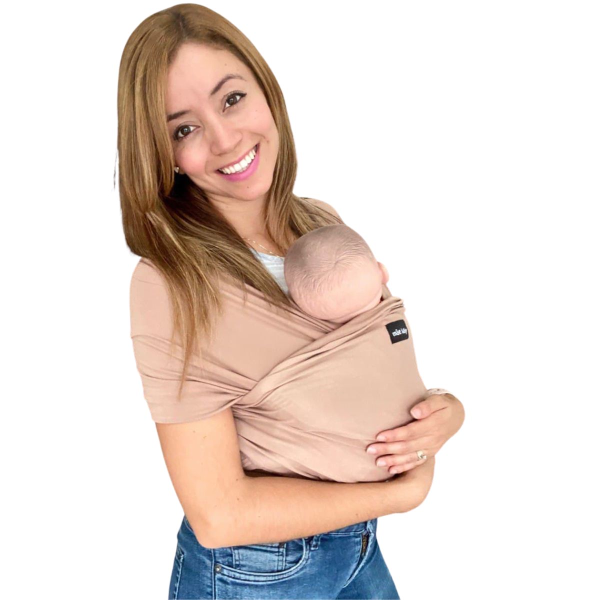 Mãe Baby Fular Ergonómico para Bebé | Portabebé | Fular Elástico | Hasta 10Kg | Baby Wrap |Color Arena