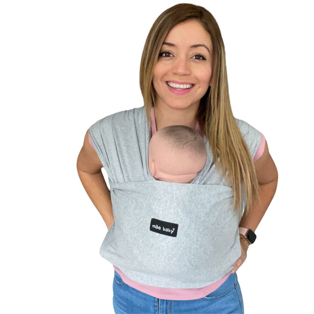 Mãe Baby Fular Ergonómico para Bebé | Portabebé | Fular 100% | Hasta 10Kg | Baby Wrap | Color Gris Plata, 1 Pieza