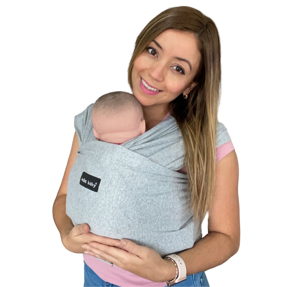 Mãe Baby Fular Ergonómico para Bebé | Portabebé | Fular 100% | Hasta 10Kg | Baby Wrap | Color Gris Plata, 1 Pieza