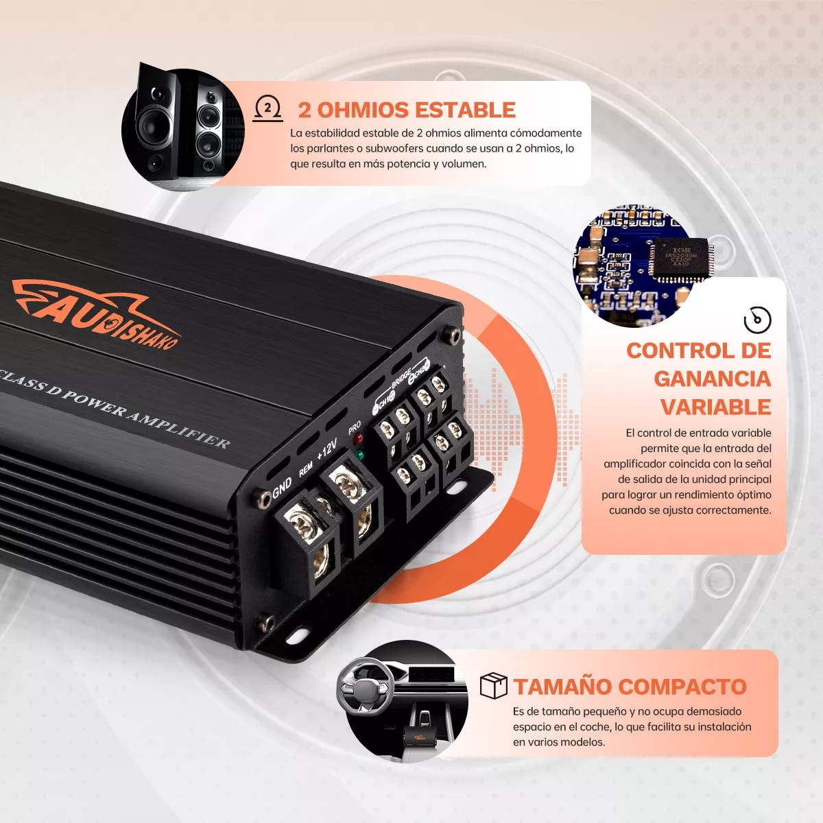 Amplificador De Audio Para Auto 4 Canales Clase D 2400w Mhd130.4d 